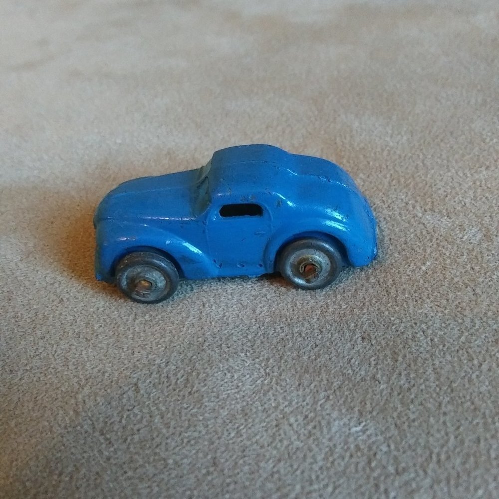 Blue Metal Toy Car Barclay 1940's Vintage Collectible